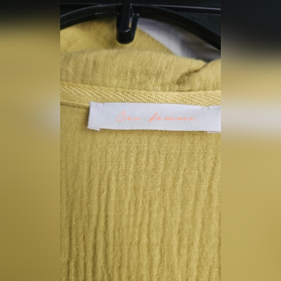 Ces-femme-total-bliss-linen-babydoll-blouse Color Mustard Yellow Size Large - Picture 2 of 10